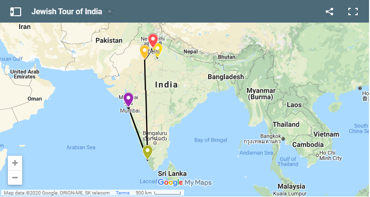 India Jews Map Jewish Tour of India, Jewish Heritage India tour